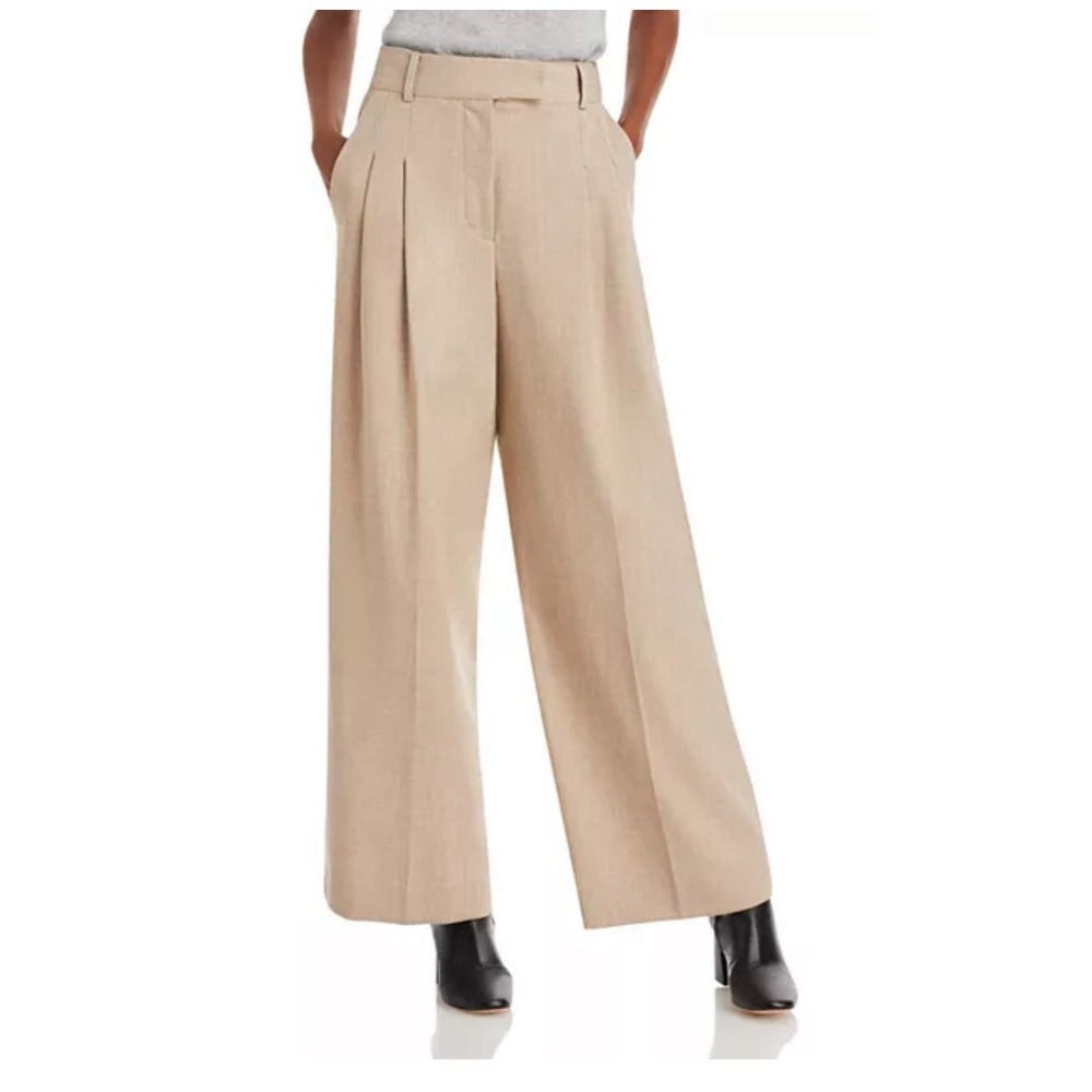 By Malene Birger Women Cymbaria Pleated Wide Leg Pants Size 38 Natural Linen